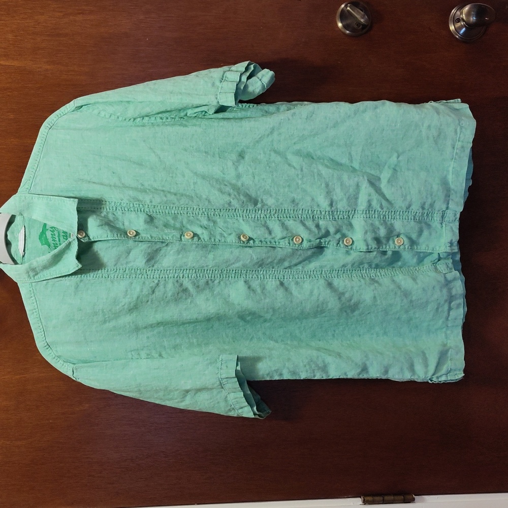 TOMMY BAHAMA, Sea Glass Short Sleeve Camp Shirt, Size L